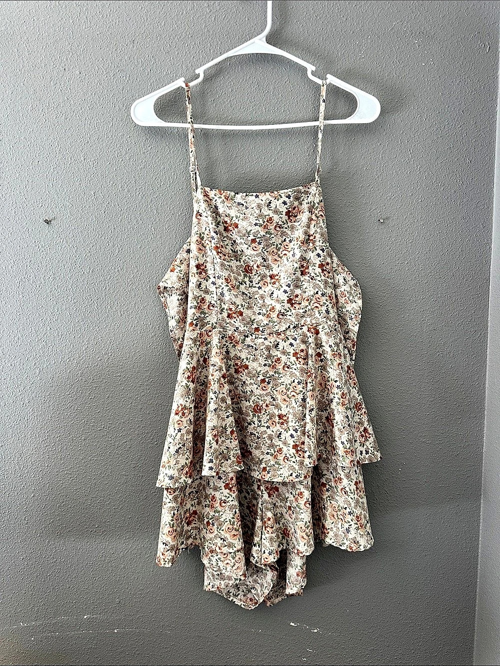 Floral Mini Dress in White & Red Like New